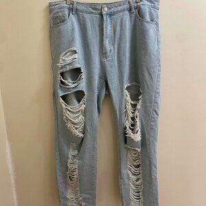 Distressed Light-Wash Jeans